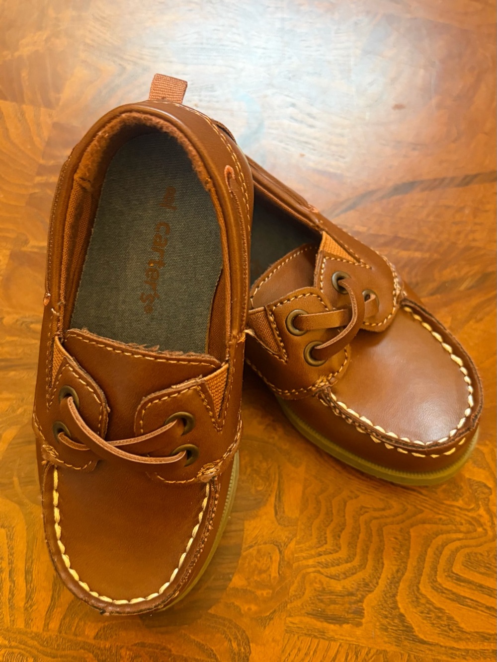 Carter's Toddler Tan Leather Moccasin Boat Shoes